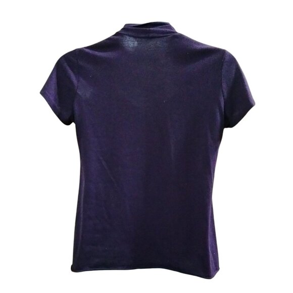 Purple Attached Cardigan Floral Ruffle Sleeveless Layered Womens Top Size Large - Picture 6 of 7